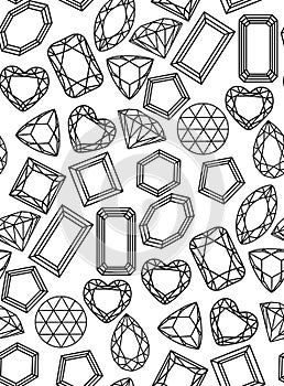 pattern diamonds, precious stones of different forms of cut.