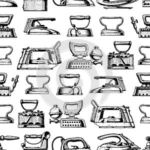 Pattern with different clothes iron