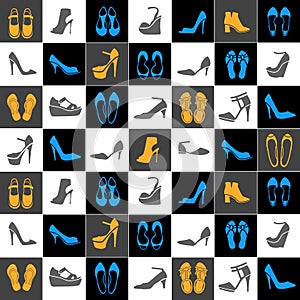 Pattern with different kinds of shoes