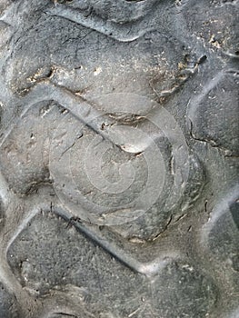Pattern on the dirty used tire rubber