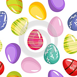Pattern Easter eggs set, Easter holiday, colored eggs. Vector