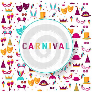 Pattern with elements of a holiday and carnival. Carnival poster