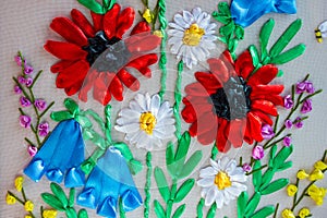 Pattern embroidered flower