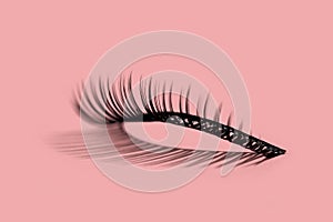 A pattern of false lashes on pink photo