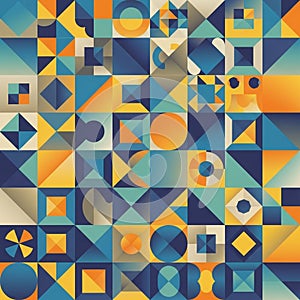 Pattern featuring a diverse array of shapes such as circles squares