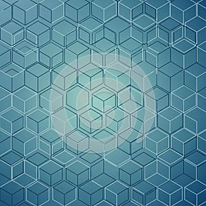 Pattern featuring a grid of interconnected hexagons and cubes outlined