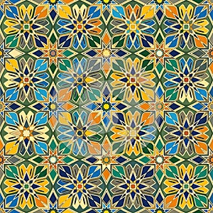 Pattern featuring interlocking star-like designs, typical of