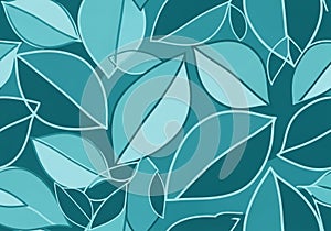 Pattern featuring overlapping leaf shapes in shades of teal and