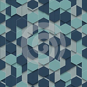 Pattern featuring a series of interlocking hexagons in shades of