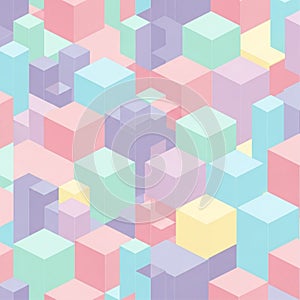 Pattern featuring a three dimensional isometric design with pastel colored