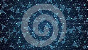 Pattern featuring a web of interconnected lines and nodes set against a dark