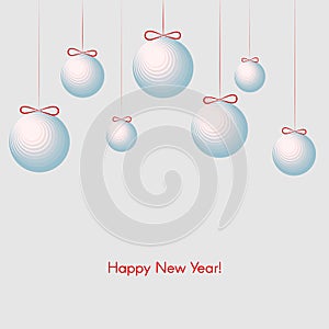 Pattern with festive balls with text Happy New Year Winter background for New Year and Christmas