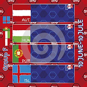 Pattern, flags, date and time for football championship.