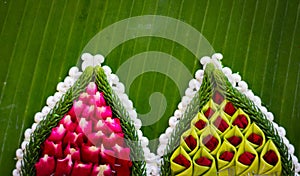 Pattern of floating basket by banana leaf for Loy Kratong