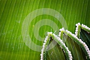 Pattern of floating basket by banana leaf for Loy Kratong