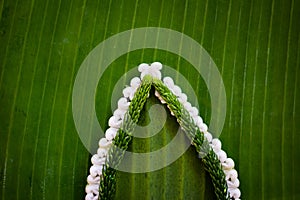 Pattern of floating basket by banana leaf for Loy Kratong