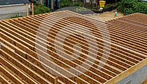 A pattern of floor joist in a new construction