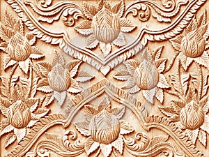 Pattern of flower carved on wood