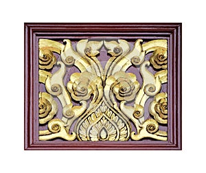 Pattern of flower carved on wood for decoration