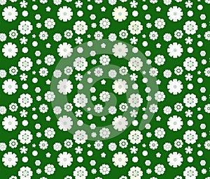 Pattern of  flowers over green background