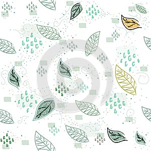 Pattern with Flying leaves. Scandinavian Style