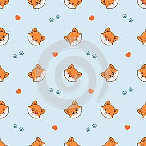 Pattern with foxes, hearts and footprints