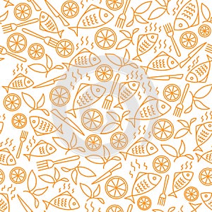 Pattern with fried fish