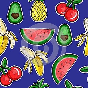 Pattern of fruits embroidery photo