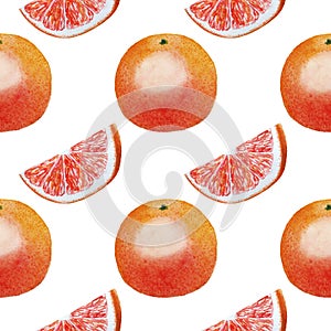 Pattern Fruits Grapefruit Watercolor illustration Tropics food Digital paper Set of textile textures Summer botanical spring deco