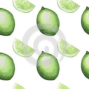 Pattern Fruits Lime Watercolor illustration Tropics food Digital paper Set of textile textures Summer botanical spring decor Desi