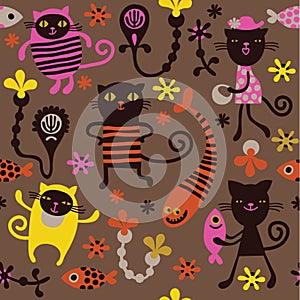 Pattern with fun cats