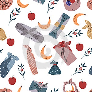 Pattern of furoshiki eco friendly gift wrapping