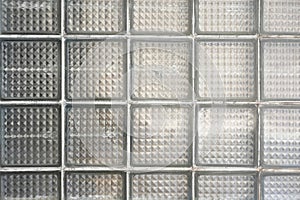 Pattern of glass block wall. Window is made of Transparent glass bricks