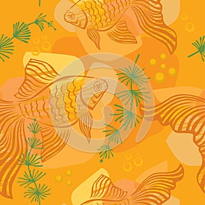 Pattern with gold fish