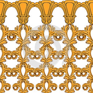 Pattern of gold flowers and curls in the Art Nouveau style