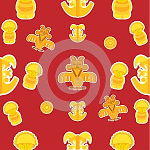 Pattern with gold sculpture Pre-Columbian art Vector