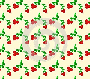 Pattern with green twigs and red berries.