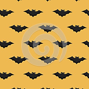Pattern halloween ornament. Halloween design. Halloween pattern with bats on a yellow background
