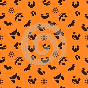 Pattern for Halloween. Seamless pattern scary faces, bats