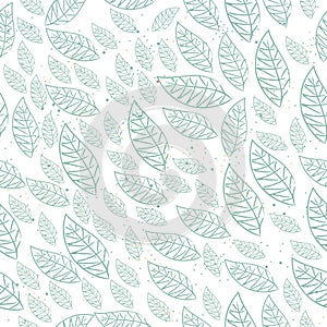 Pattern with hand drawn flying leafs. Scandinavian Style