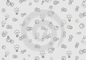 Pattern of hand-drawn lightbulbs and gears