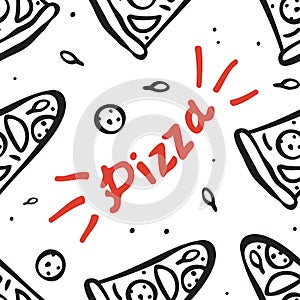Pattern with hand drawn pizza slices