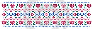 Pattern with hearts in cross stitch style