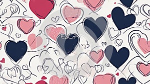 pattern with hearts drawn shape heart with cute sketch line divider shape love doodle