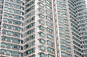 Pattern of hotel room balconies in modern building