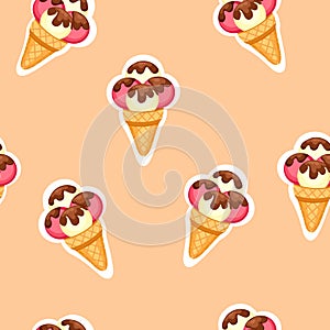 Pattern Ice Cream vector illustration eps 10. Background of texture strawberry and vanilla Ice Cream dessert.