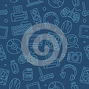 Pattern of the icons of computer equipment
