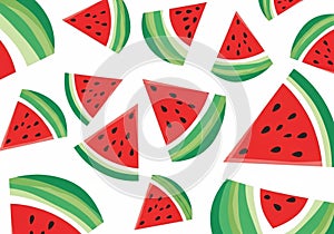 Pattern of illustrated watermelon slices on a white background. The