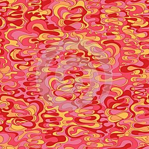 Pattern with the image of the cream texture of red, pink and orange shades. Abstract background.