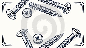 Pattern of Industrial Screws and Fasteners Vector, vector design Generative AI